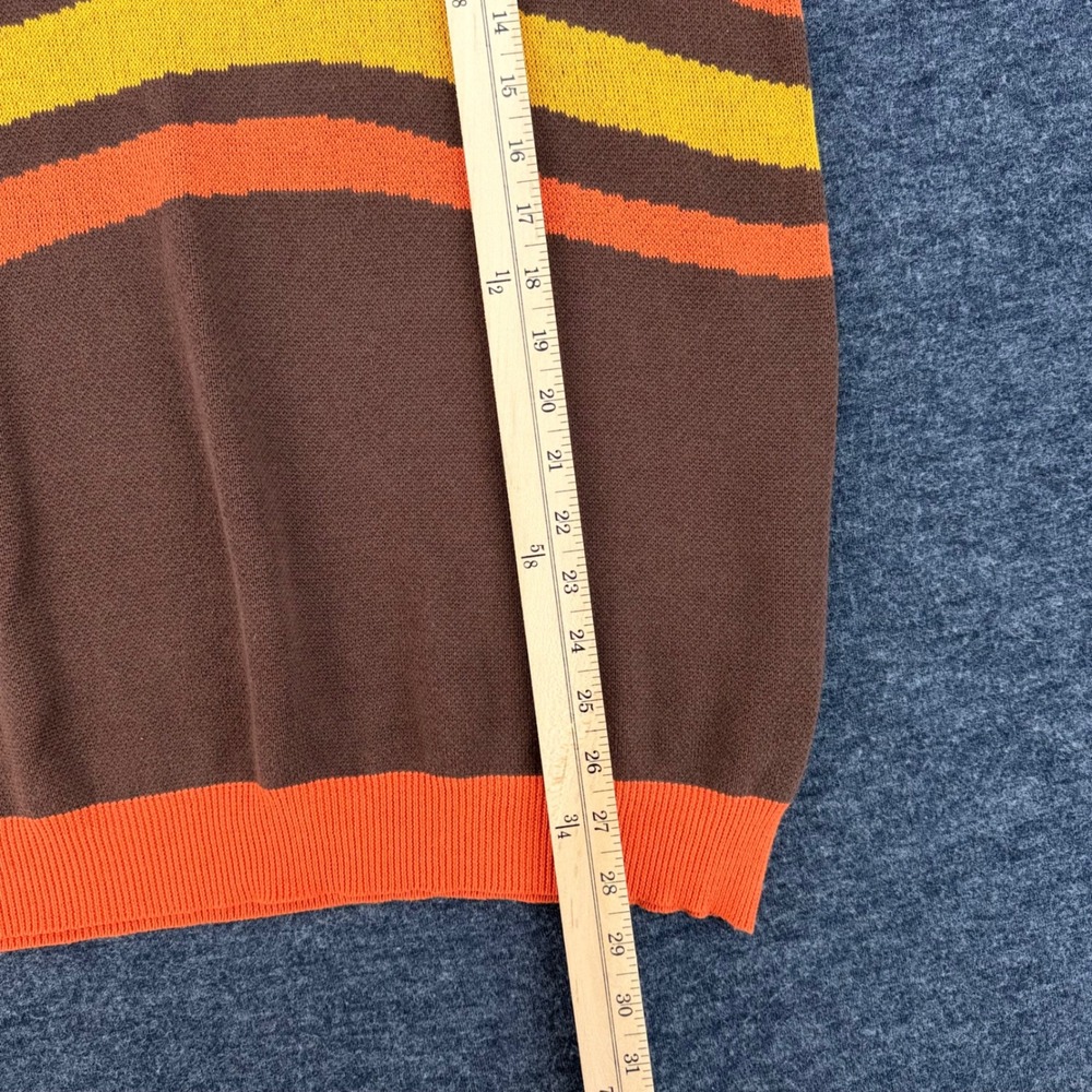 OXKNIT Short Sleeve Sweater Mens XL Brown Orange Stripe Retro Excellent - Picture 6 of 8